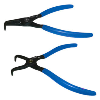 VIM Tools® - 2-piece Bent 0.070" Fixed Tips Internal/External Spring Loaded Snap Ring Pliers Set
