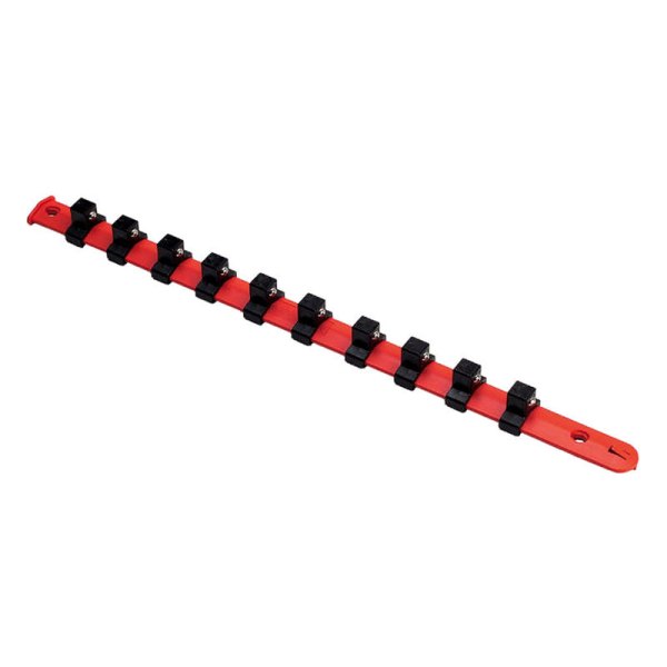 VIM Tools® - 1/2" Drive 14" 10-Slot Red Socket Rail