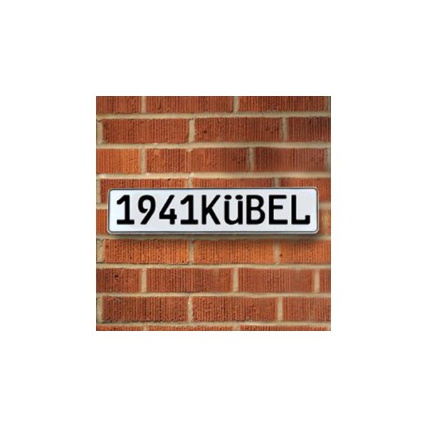 Vintage Parts® - White Street Sign Mancave Euro Plate Name "1941KÜBEL" Style Door Sign Wall