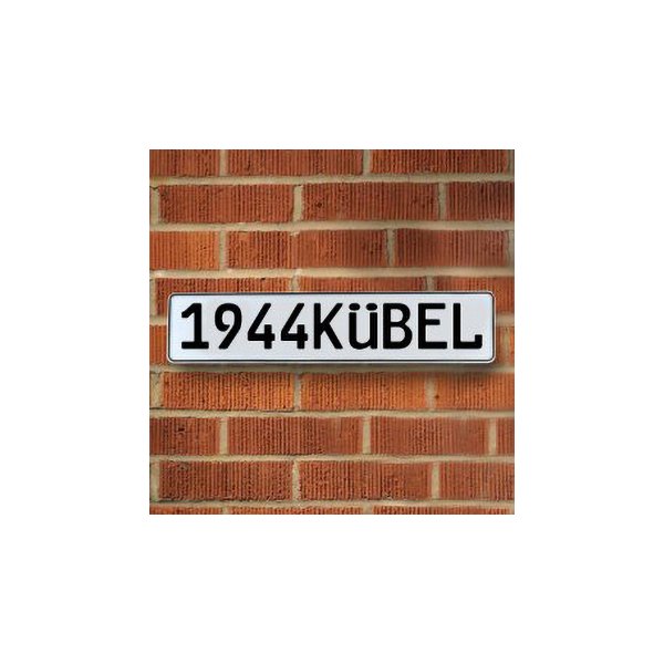 Vintage Parts® - White Street Sign Mancave Euro Plate Name "1944KÜBEL" Style Door Sign Wall