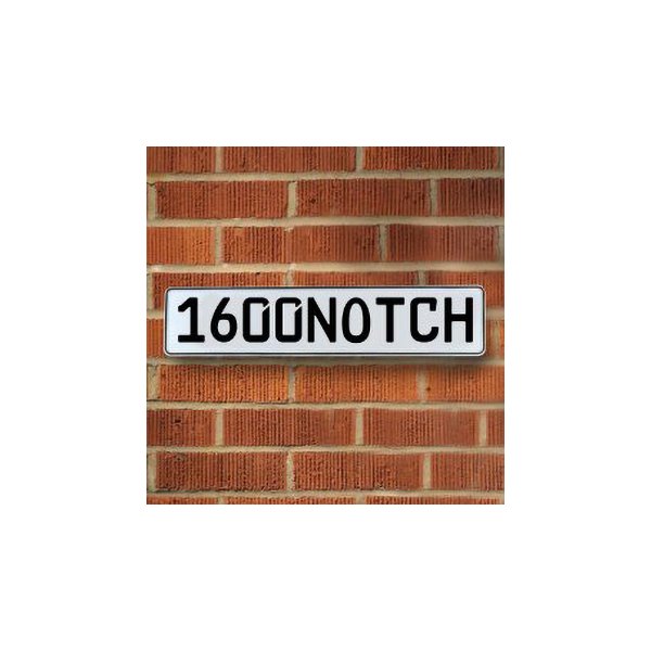 Vintage Parts® - White Street Sign Mancave Euro Plate Name "1600NOTCH" Style Door Sign Wall