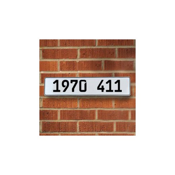 Vintage Parts® - White Street Sign Mancave Euro Plate Name "1970411" Style Door Sign Wall