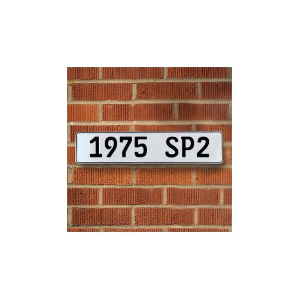 Vintage Parts® - White Street Sign Mancave Euro Plate Name "1975 SP2" Style Door Sign Wall