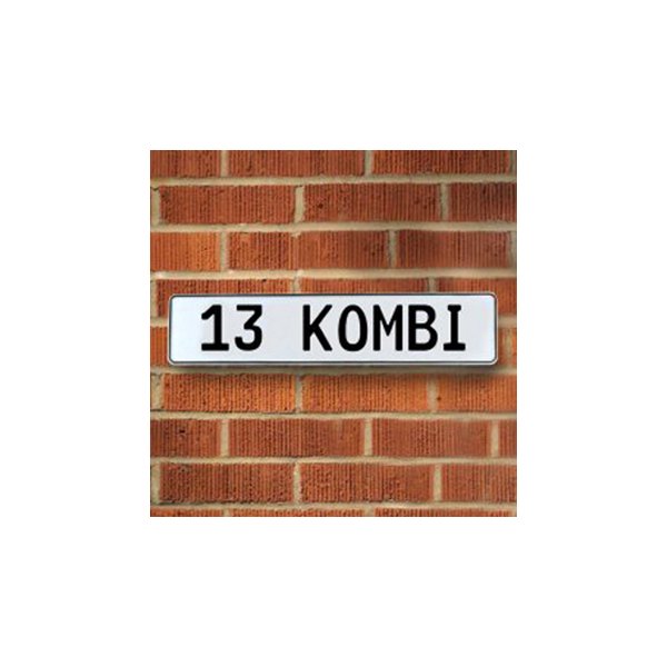 Vintage Parts® - White Street Sign Mancave Euro Plate Name "13 KOMBI" Style Door Sign Wall
