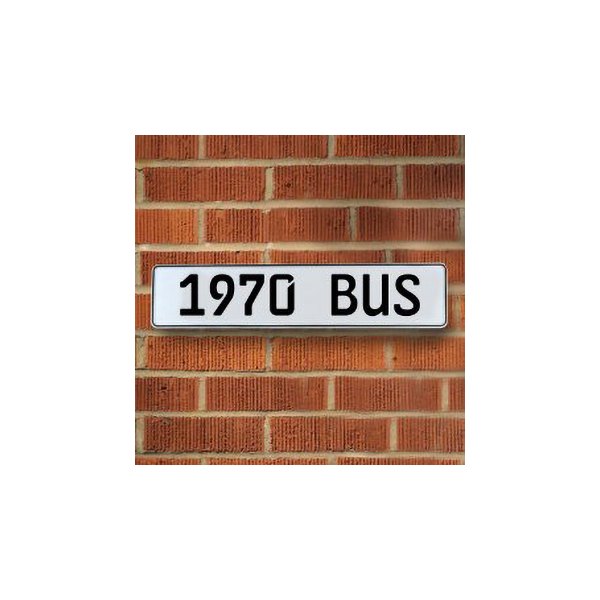 Vintage Parts® - White Street Sign Mancave Euro Plate Name "1970 BUS" Style Door Sign Wall