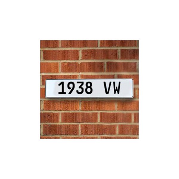 Vintage Parts® - White Street Sign Mancave Euro Plate Name "1938 VW" Style Door Sign Wall