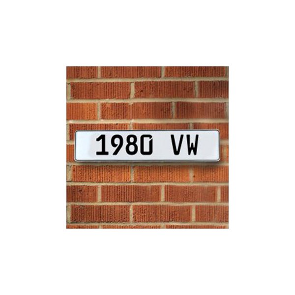 Vintage Parts® - White Street Sign Mancave Euro Plate Name "1980 VW" Style Door Sign Wall