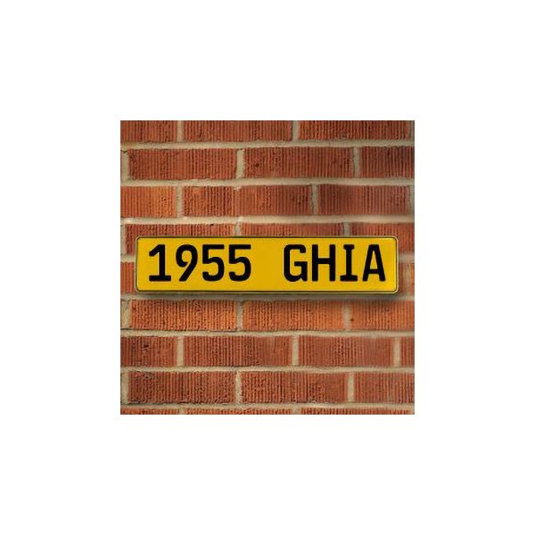Vintage Parts® - Yellow Street Sign Mancave Euro Plate Name "1955 GHIA" Style Door Sign Wall