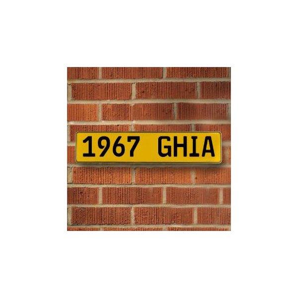 Vintage Parts® - Yellow Street Sign Mancave Euro Plate Name "1967 GHIA" Style Door Sign Wall