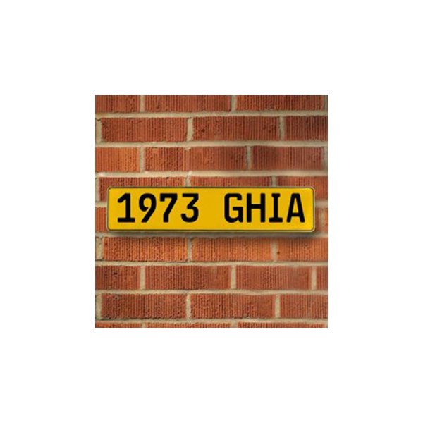 Vintage Parts® - Yellow Street Sign Mancave Euro Plate Name "1973 GHIA" Style Door Sign Wall