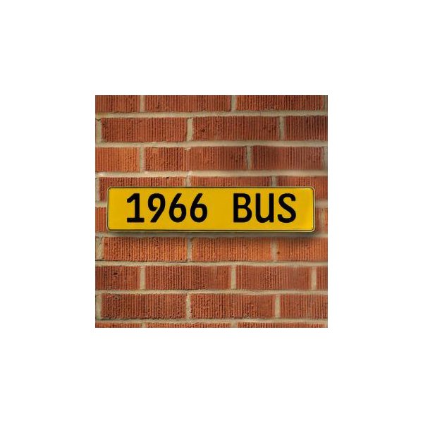 Vintage Parts® - Yellow Street Sign Mancave Euro Plate Name "1966 BUS" Style Door Sign Wall