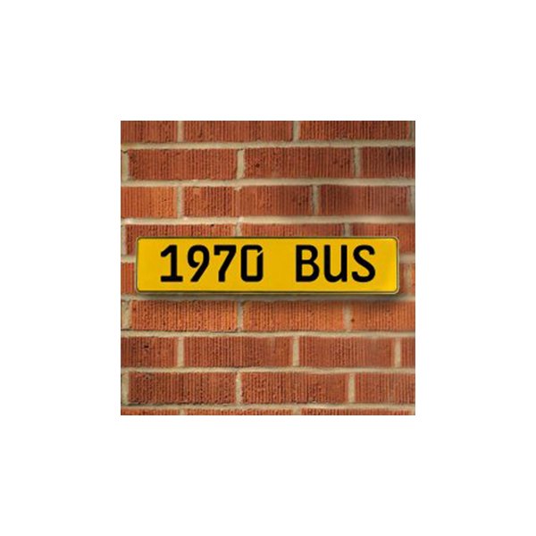 Vintage Parts® - Yellow Street Sign Mancave Euro Plate Name "1970 BUS" Style Door Sign Wall