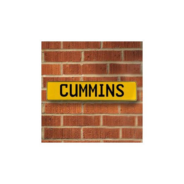 Vintage Parts® - Yellow Street Sign Mancave Euro Plate Name "CUMMINS" Style Door Sign Wall