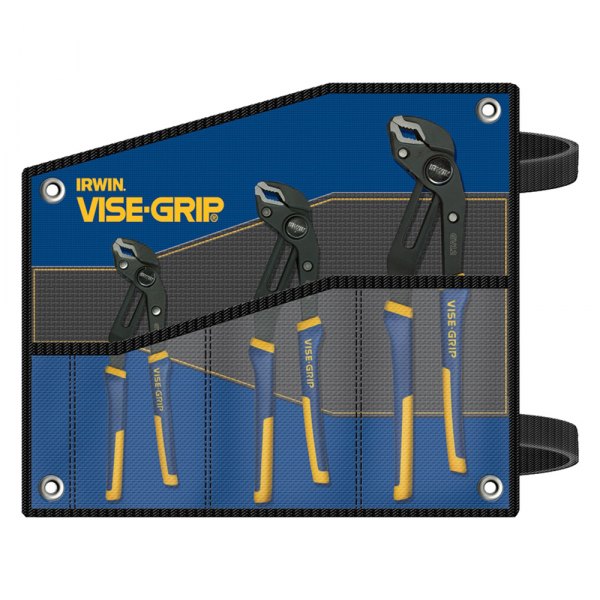 IRWIN® - Vise-Grip™ GrooveLock™ 3-piece 8" to 12" V-Jaws Multi-Material Handle Push Button Ratcheting Tongue & Groove Pliers Set