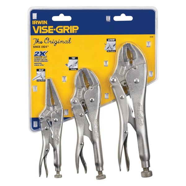 IRWIN® - Vise-Grip™ The Original™ 3-piece 6" to 10" Metal Handle Long Nose/Curved/Straight Jaws Locking Pliers Set