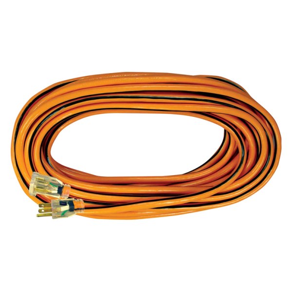 Voltec® - Orange and Black Extension Cord with Single Outlet and Lighted End (50', 14 AWG)