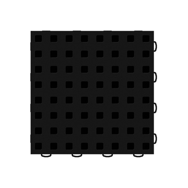 Weathertech® - TechFloor™ 12" x 12" Black Premium Square Floor Tile Set with Black TractionSquares™ 