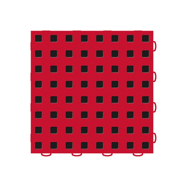 Weathertech® - TechFloor™ 12" x 12" Red Premium Square Floor Tile Set with Black TractionSquares™ 