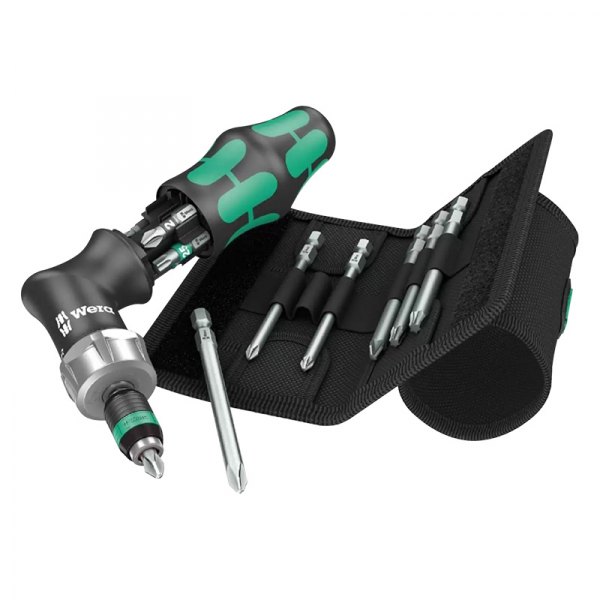 Wera® - Kraftform Kompakt™ 13-piece Multi Material Handle Ratcheting Magnetic Pistol Grip Multi-Bit Screwdriver Kit