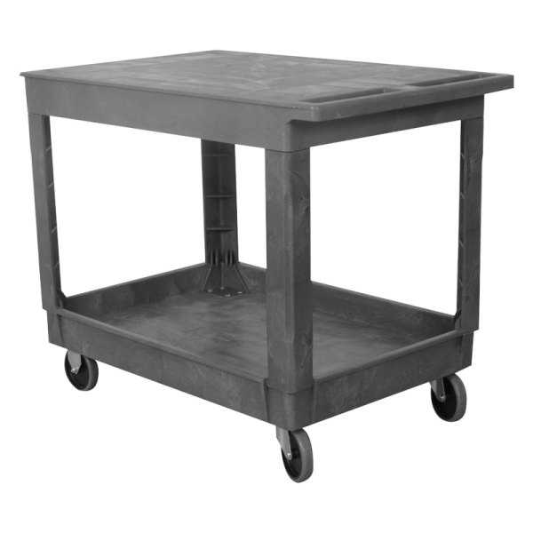 Wesco Industrial® - 25.5" x 32.5" x 40.25" Black Plastic Standard 2-Shelf Service Cart with Flat Top