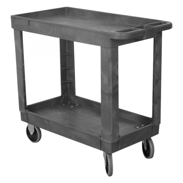 Wesco Industrial® - 17.25" x 34" x 31" Black Plastic Economy 2-Shelf Service Cart