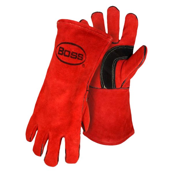 West Chester Protective Gear® - Boss™ Large Welder Red Split Cowhide Leather Gloves
