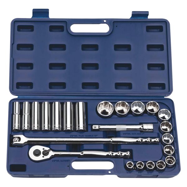 Williams Tools® - 1/2" Drive 12-Point Ratchet and Socket Set, 23 Pieces