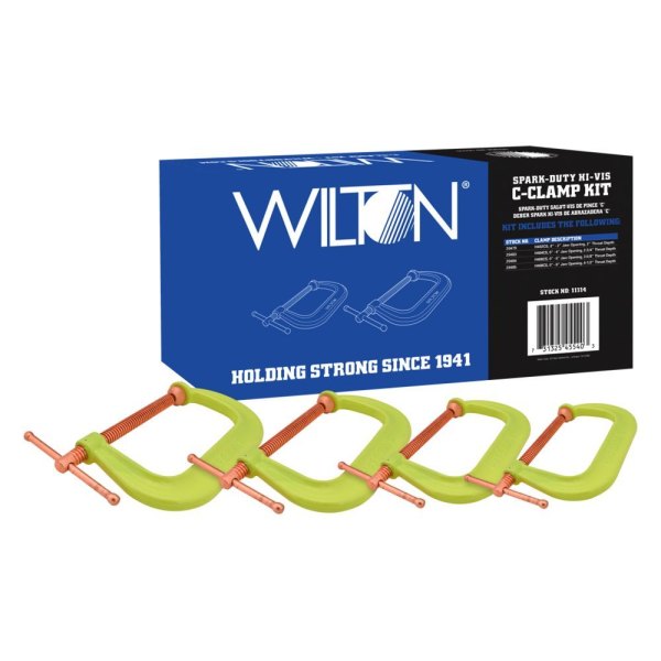 Wilton® - Spark-Duty™ 4-Piece 2", 4", 6", 8" Weld Spatter Resistant Drop Forged C-Clamp Set
