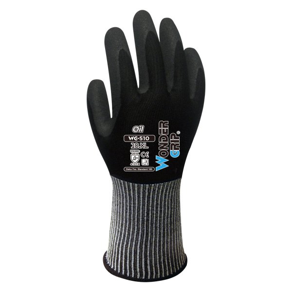Wonder Grip® WG510HVM - Oil™ Medium Hi-Viz Orange Nitrile Chemical  Resistant Gloves 