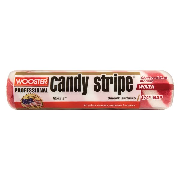 Wooster® - Candy Stripe™ 9" x 1/4" White/Red Mohair Paint Roller Cover