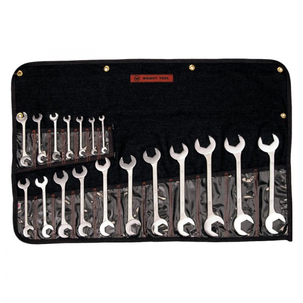 Wright Tool Company® - 18-piece 11/32" to 1-1/2" Hex 60° Angled Head Double Open End Wrench Set