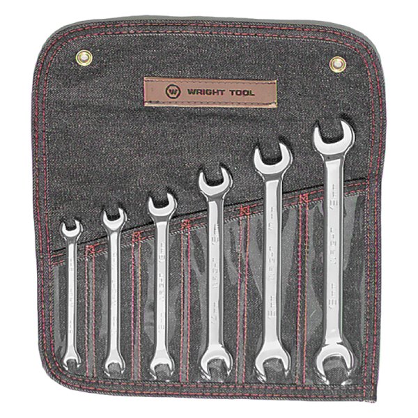 Wright Tool Company® - 6-piece 8 to 19 mm Rounded Full Polished Double Open End Wrench Set