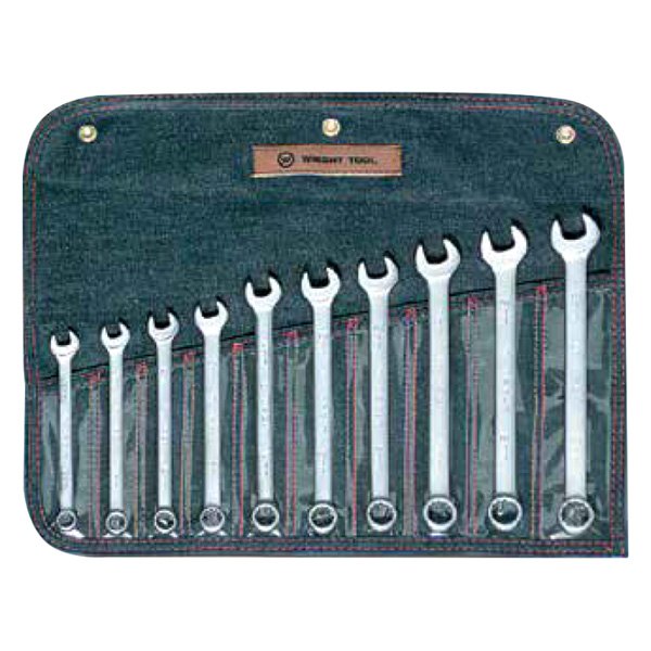 Wright Tool Company® - 10-piece 10 to 19 mm 12-Point Angled Head Chrome Combination Wrench Set
