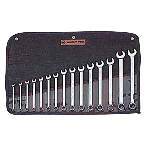 Wright Tool Company® - 15-piece 7 to 22 mm 12-Point Angled Head Chrome Combination Wrench Set