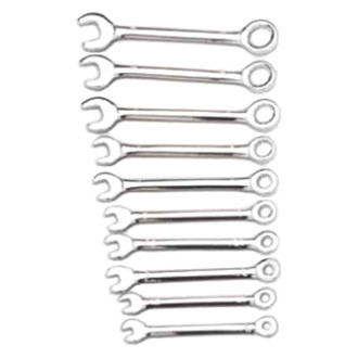 Wright Tool Company® - 10-piece 4 to 11 mm 6 and 12-Point Angled Head Chrome Combination Wrench Set