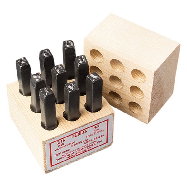 Young Bros. Stamp Works® - 9-piece 3/8" #0 to #9 Number Stamp Set