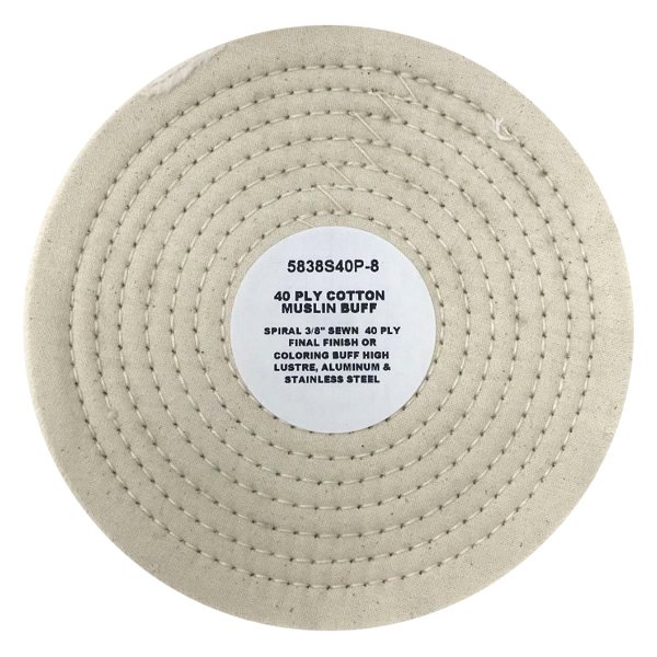 Zephyr® - 8" 40-Ply Cotton White Polishing Buffing Wheel