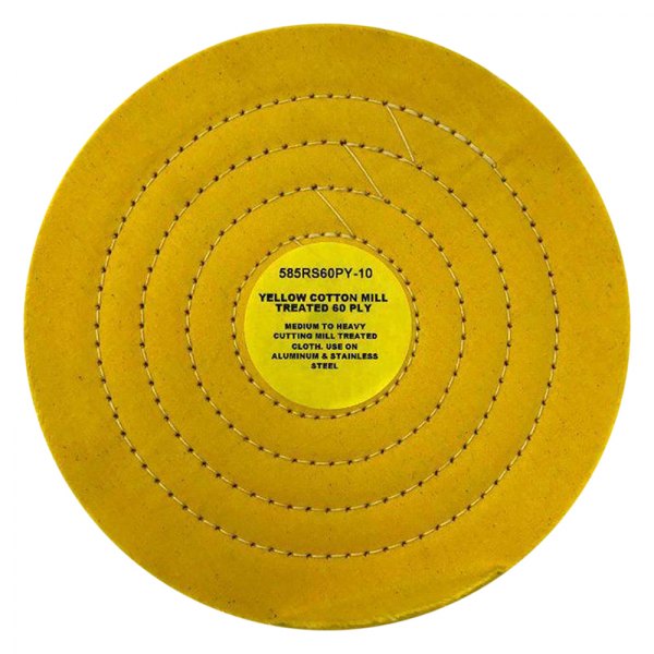 Zephyr® - 10" 60-Ply 5-Row Cotton Yellow Mill Treated Buffing Wheel
