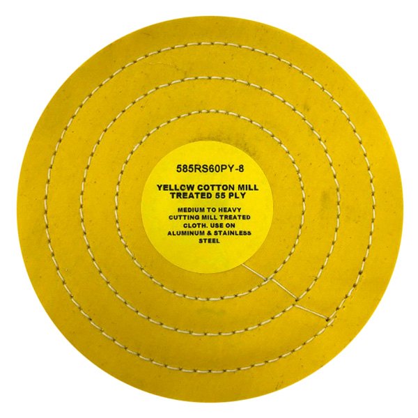 Zephyr® - 8" 60-Ply 5-Row Cotton Yellow Mill Treated Buffing Wheel