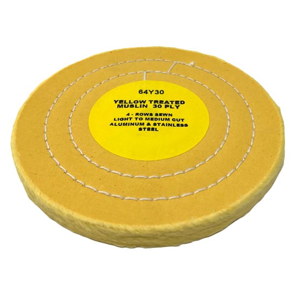 Zephyr® - 6" 30-Ply Cotton Yellow Mill Treated Buffing Wheel