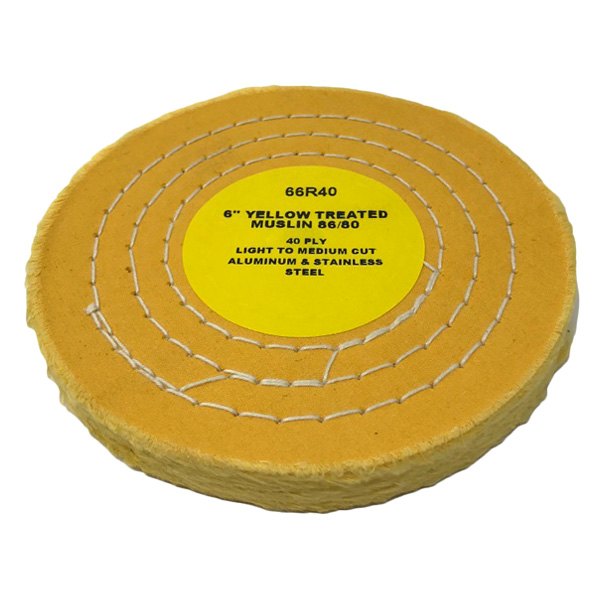 Zephyr® - 6" 40-Ply 6-Row Cotton Yellow Mill Treated Buffing Wheel