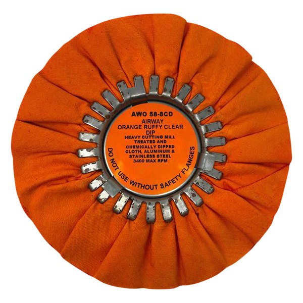 Zephyr® - 8" Orange Heavy Cut Clear Dipped Airway Buffing Wheel