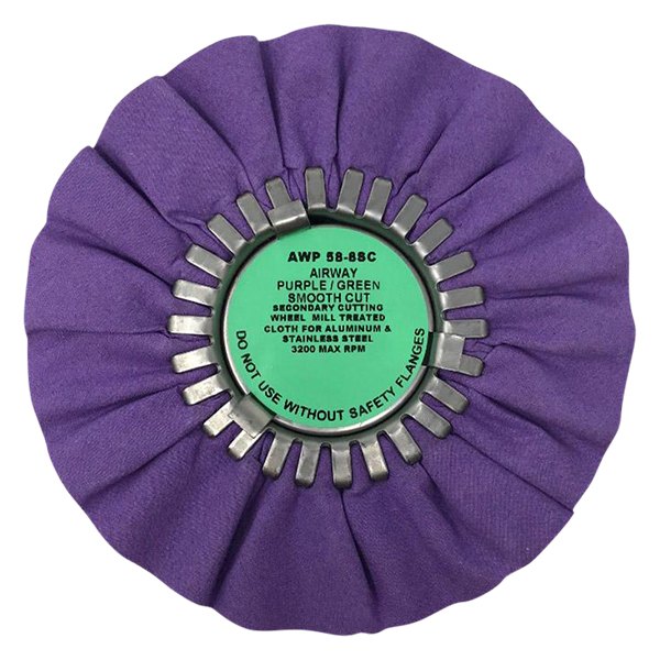 Zephyr® - 8" Purple/Green Standard Airway Smooth Cut Secondary Buffing Wheel
