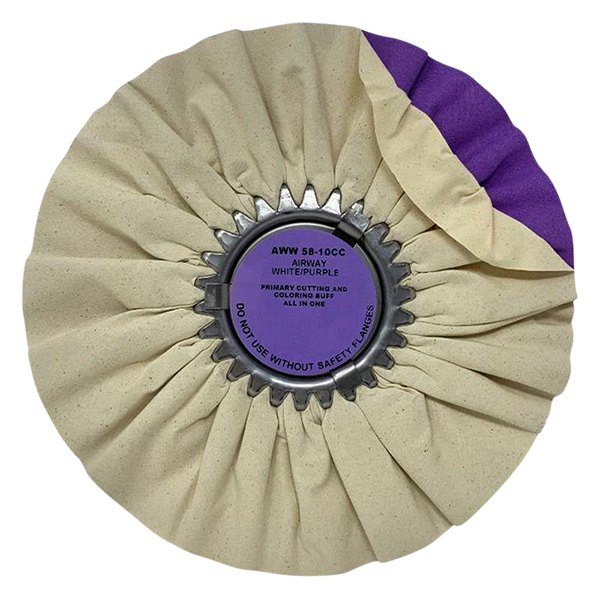 Zephyr® - 10" Cloth White/Purple Standard Airway Cut and Color Buffing Wheel