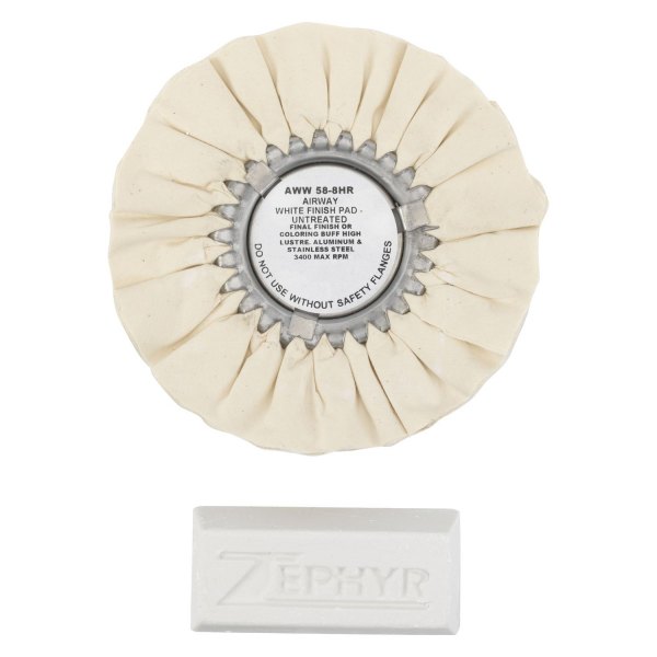Zephyr® - 8" White Airway Buffing Wheel with 1 LB White Bar Final Finish