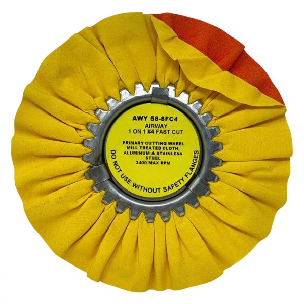 Zephyr® - 8" 16-Ply Cotton Yellow/Orange High-Density Airway Fast Cut Buffing Wheel